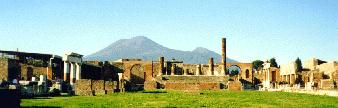 A view of the Forum with Vesuvius in the background.